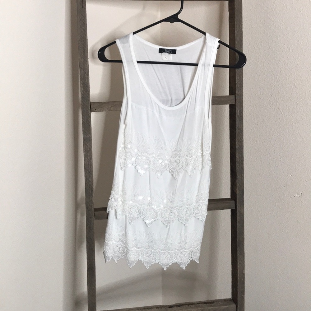 White sequined shirt